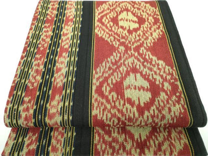 平和屋着物●創作　全通柄袋帯　イカット　綿　逸品　DABB4923ps