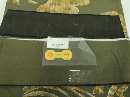 平和屋着物●西陣　山田織物謹製　綴れ　両面　六通柄袋帯　浜松文　金糸　反端・証紙付き　正絹　逸品　未使用　DABB4924ps