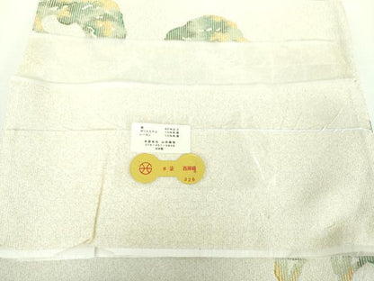 平和屋着物●西陣　山田織物謹製　綴れ　両面　六通柄袋帯　浜松文　金糸　反端・証紙付き　正絹　逸品　未使用　DABB4925ps