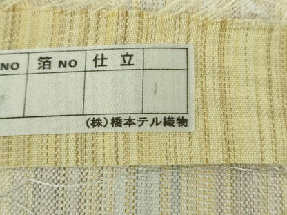 平和屋着物▽西陣 橋本テル織物謹製 六通柄袋帯 スリーシーズン 春夏秋 櫛織り バンブー織 ラクダ 金糸 反端付き 正絹 逸品 DABB4943ps
