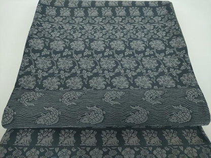 平和屋着物●両面　六通柄袋帯　名物裂花文　花兎　笹蔓緞子　金糸　正絹　逸品　未使用　DABB4945ps