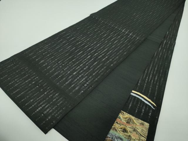 平和屋着物▽太鼓柄袋帯 スリーシーズン 春夏秋 紬地 櫛織り 市松霞文 黒地 金糸 正絹 逸品 DABB4957ps