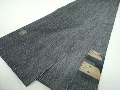 平和屋着物▽染色作家 林川信夫 太鼓柄袋帯 スリーシーズン 春夏秋 すくい織 菱間道 正絹 逸品 未使用 DABB4971ps