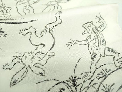 平和屋着物●洛風林　工芸帯地　六通柄　本袋帯　鳥獣戯画　?山寺　正絹　逸品　DABB4981ps