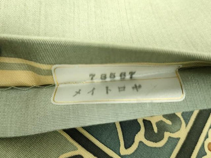 平和屋着物●全通柄袋帯　本場大島紬　型染　更紗花間道　水迫織物謹製　証紙付き　正絹　逸品　DABB4990ps