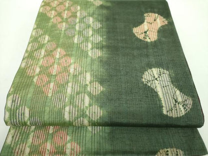 平和屋着物●菅原工房　菅原結作　漢方染紬　両面　全通柄袋帯　紬地　絞り　分銅間道　正絹　逸品　未使用　DABB5000ps