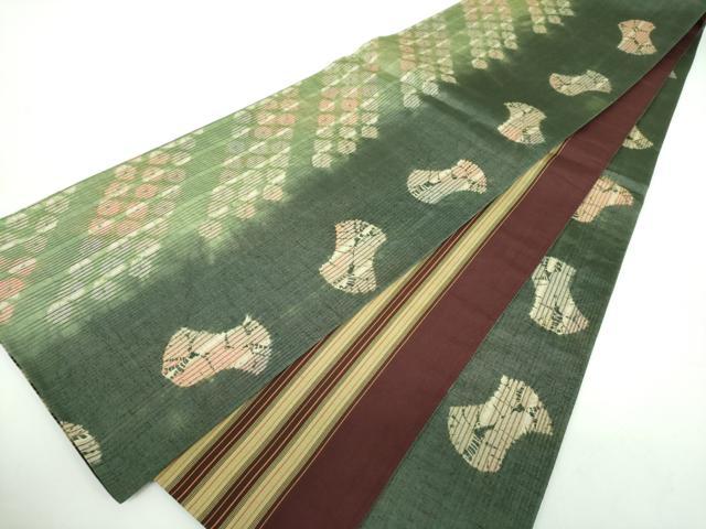 平和屋着物●菅原工房　菅原結作　漢方染紬　両面　全通柄袋帯　紬地　絞り　分銅間道　正絹　逸品　未使用　DABB5000ps