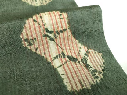 平和屋着物●菅原工房　菅原結作　漢方染紬　両面　全通柄袋帯　紬地　絞り　分銅間道　正絹　逸品　未使用　DABB5000ps