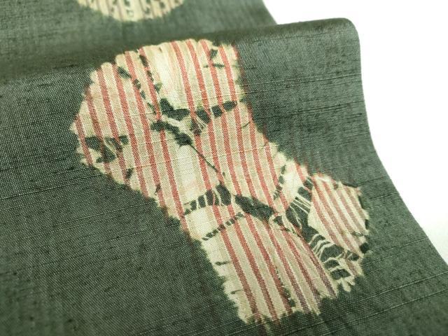 平和屋着物●菅原工房　菅原結作　漢方染紬　両面　全通柄袋帯　紬地　絞り　分銅間道　正絹　逸品　未使用　DABB5000ps