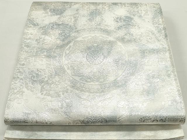 平和屋着物◎西陣 六通柄袋帯 正倉院花文 銀糸 証紙付き 正絹 逸品 DABB5048qa