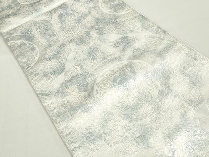 平和屋着物◎西陣 六通柄袋帯 正倉院花文 銀糸 証紙付き 正絹 逸品 DABB5048qa