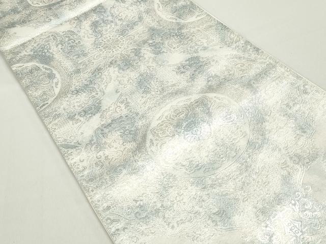 平和屋着物◎西陣 六通柄袋帯 正倉院花文 銀糸 証紙付き 正絹 逸品 DABB5048qa