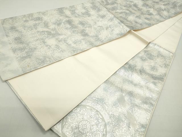 平和屋着物◎西陣 六通柄袋帯 正倉院花文 銀糸 証紙付き 正絹 逸品 DABB5048qa