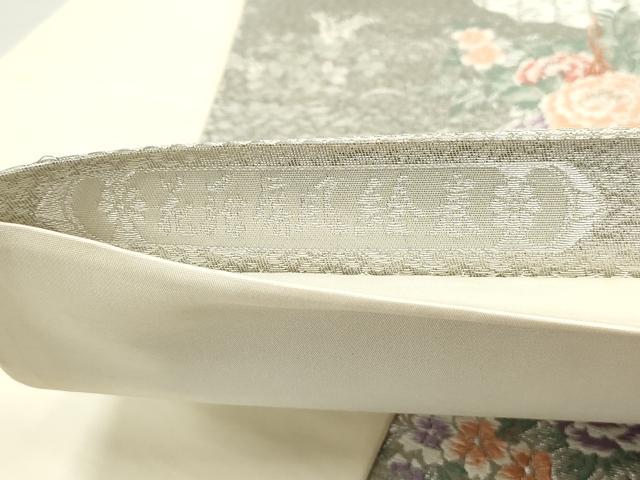 平和屋着物◎六通柄袋帯　唐織　花籠文　プラチナ箔　正絹　逸品　DABB5177qa