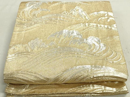 平和屋着物◎六通柄袋帯 立波文 金銀糸 正絹 逸品 DABB5211qa