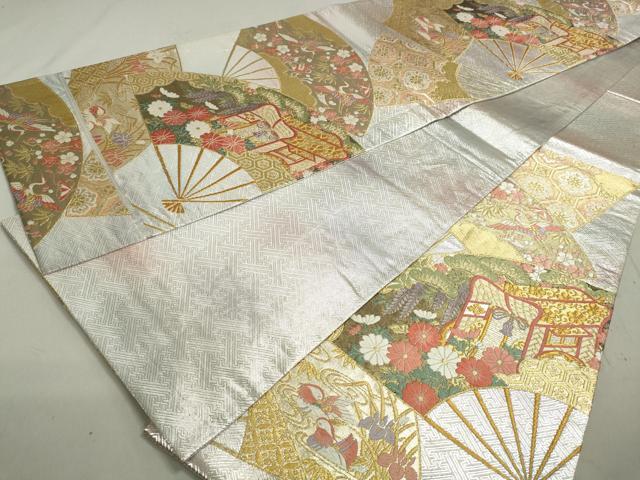 平和屋着物◎慶長佐賀錦 六通柄袋帯 唐織 扇面鴛鴦花文 金銀糸 正絹 逸品 DABB5226qa