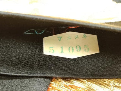 平和屋着物◎六通柄袋帯 正倉院鳳凰花文 黒地 金銀糸 正絹 逸品 DABB5242qa
