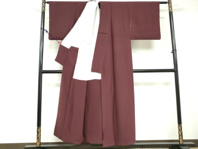 平和屋着物■上質な色無地 霞地紋 黒鳶色 正絹 逸品 DABB5280qa