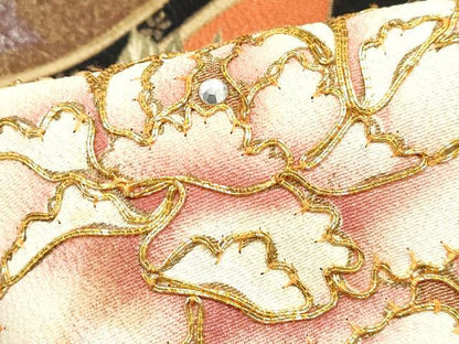 平和屋着物■豪華黒留袖　駒刺繍　草花文　ラインストーン　金銀彩　正絹　逸品　DABB5320qa