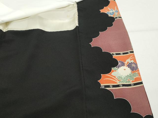 平和屋着物■豪華黒留袖　駒刺繍　草花文　ラインストーン　金銀彩　正絹　逸品　DABB5320qa