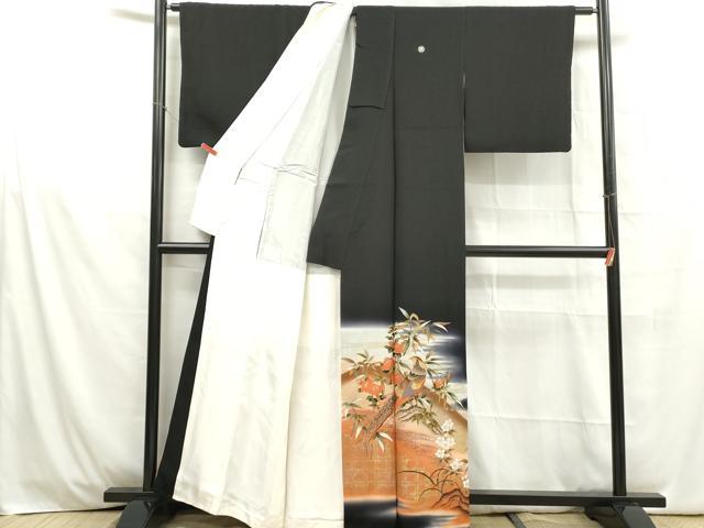 平和屋着物■豪華黒留袖　駒刺繍　流水花鳥文　暈し染め　金彩　正絹　逸品　DABB5346qa