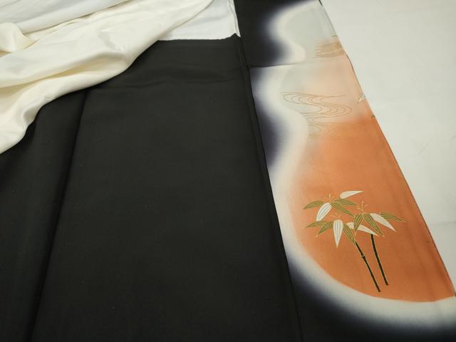 平和屋着物■豪華黒留袖　駒刺繍　流水花鳥文　暈し染め　金彩　正絹　逸品　DABB5346qa