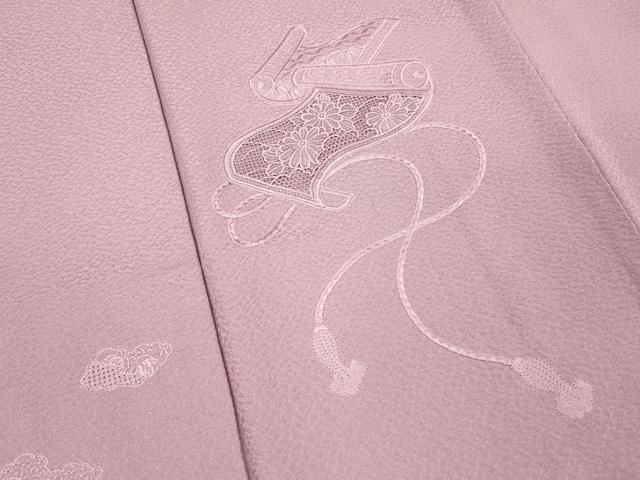平和屋着物■中国三大刺繍 スワトウ刺繍 汕頭刺繍 無地絵羽訪問着 絵巻花文 紅藤色 正絹 逸品 DABB5354qa