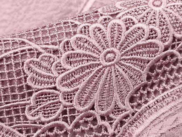 平和屋着物■中国三大刺繍 スワトウ刺繍 汕頭刺繍 無地絵羽訪問着 絵巻花文 紅藤色 正絹 逸品 DABB5354qa