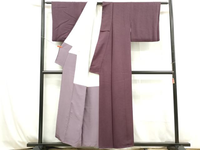 平和屋着物■上質な色無地 紗綾形地紋 滅紫色 正絹 逸品 DABB5359qa