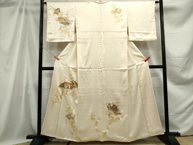 平和屋着物■訪問着 駒刺繍 扇面御所車花文 金彩 正絹 逸品 DABB5440qa