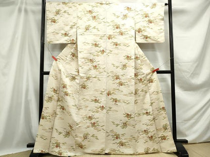 平和屋着物■上質な小紋 風景文 金通し地 ロング丈 正絹 逸品 DABB5443qa