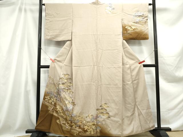 平和屋着物■訪問着 枝松花文 暈し染め 金銀彩 正絹 逸品 DABB5463qa