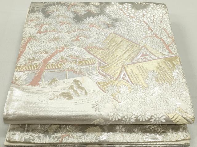平和屋着物◎六通柄袋帯　唐ね山風景文　プラチナ二重箔織　正絹　逸品　DABB5502qa