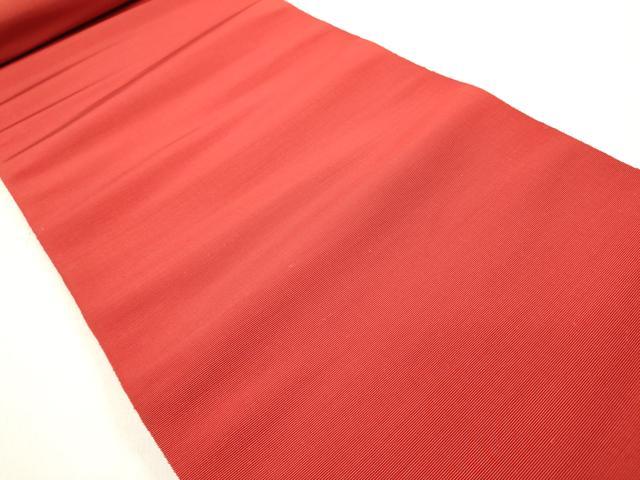 平和屋着物▼本場筑前博多織 名古屋帯 帯反物 赤丹色 証紙付き 逸品 未使用 DABB6025we