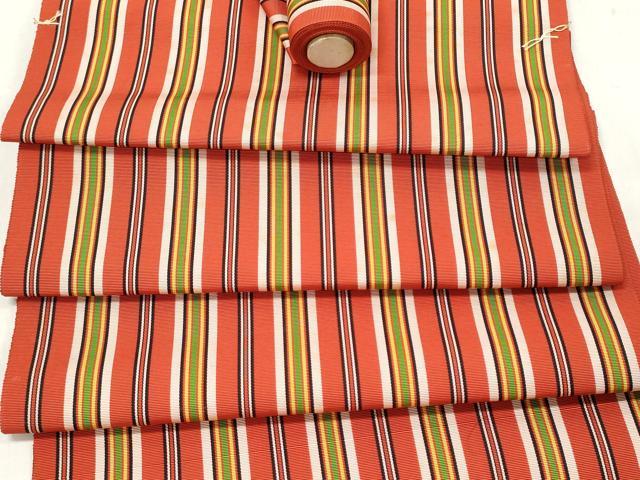 平和屋着物▼本場筑前博多織　名古屋帯　帯反物　間道　証紙付き　逸品　未使用　DABB6215we