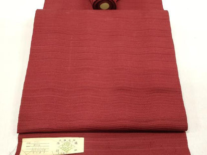平和屋着物▼本場筑前博多織 名古屋帯 帯反物 蘇芳色 証紙付き 逸品 未使用 DABB6315we