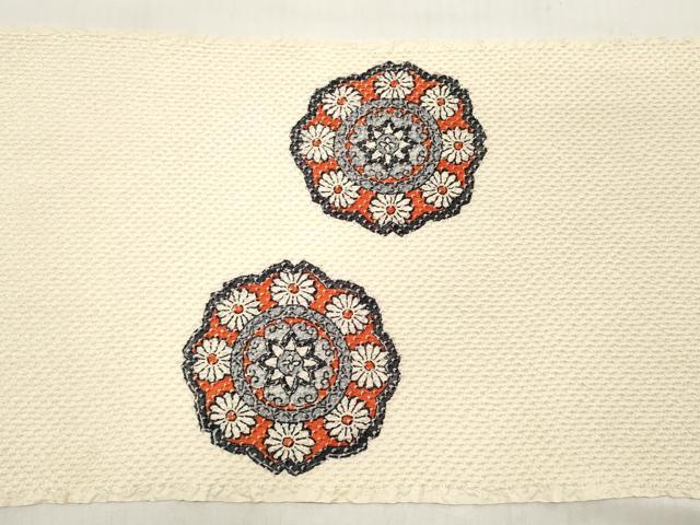 平和屋着物●名門 藤娘きぬたや・総絞り 名古屋帯 帯反物 花絵皿文 逸品 DABB6323we