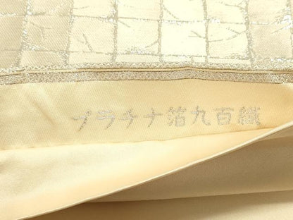 平和屋着物◎西陣　服部織物謹製　六通柄袋帯　唐織　九百織　鹿苑寺金閣　プラチナ箔　正絹　逸品　DABB6534ea