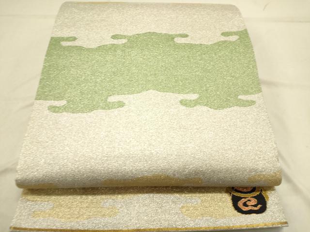 平和屋着物◎六通柄袋帯　霞文　金糸　正絹　逸品　DABB6552ea