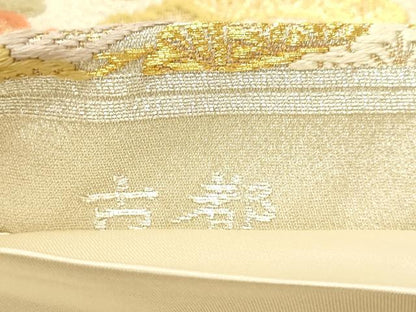 平和屋着物◎六通柄袋帯　唐織　古都　立波菊松文　舞桜　金銀糸　正絹　逸品　DABB6553ea