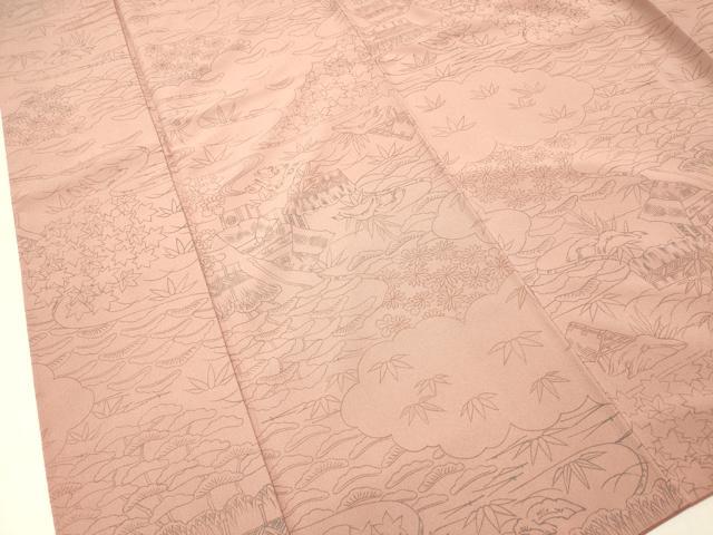 平和屋着物■小紋 風景花文 笹松 洗える着物 DABB6586ea
