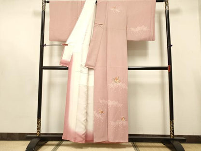 平和屋着物■訪問着 刺繍 絞り 檜扇花文 正絹 逸品 DABB6597ea