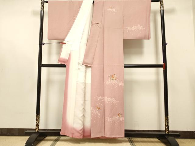 平和屋着物■訪問着 刺繍 絞り 檜扇花文 正絹 逸品 DABB6597ea