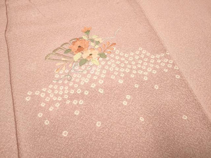 平和屋着物■訪問着 刺繍 絞り 檜扇花文 正絹 逸品 DABB6597ea