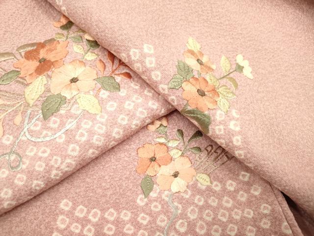 平和屋着物■訪問着 刺繍 絞り 檜扇花文 正絹 逸品 DABB6597ea
