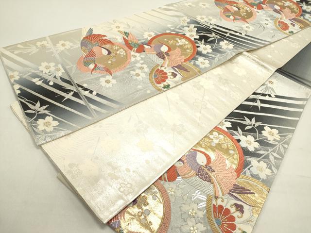 平和屋着物◎六通柄袋帯　唐織　鴛鴦花丸文　枝垂れ桜　金銀糸　正絹　逸品　DABB6653ea