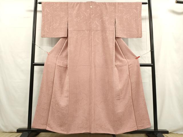 平和屋着物■上質な色無地　墨流し地紋　蘇芳香色　正絹　逸品　DABB6657ea