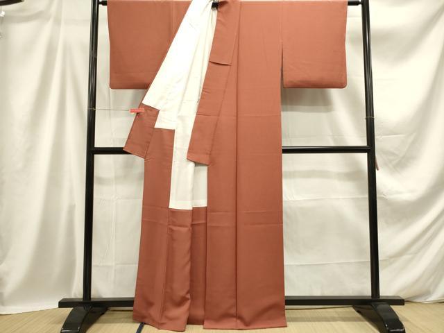 平和屋着物■上質な色無地 紅樺色 正絹 逸品 DABB6709ea