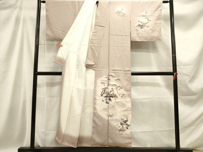 平和屋着物■訪問着 風景花文 松竹梅 暈し染め 銀彩 正絹 逸品 未使用 DABB6715ea