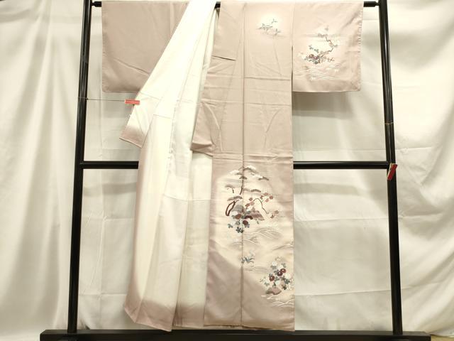 平和屋着物■訪問着 風景花文 松竹梅 暈し染め 銀彩 正絹 逸品 未使用 DABB6715ea